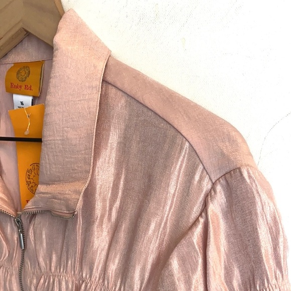 Ruby Rd. Rose Gold Metallic Pintuck Jacket, Sz 16 - Picture 4 of 6